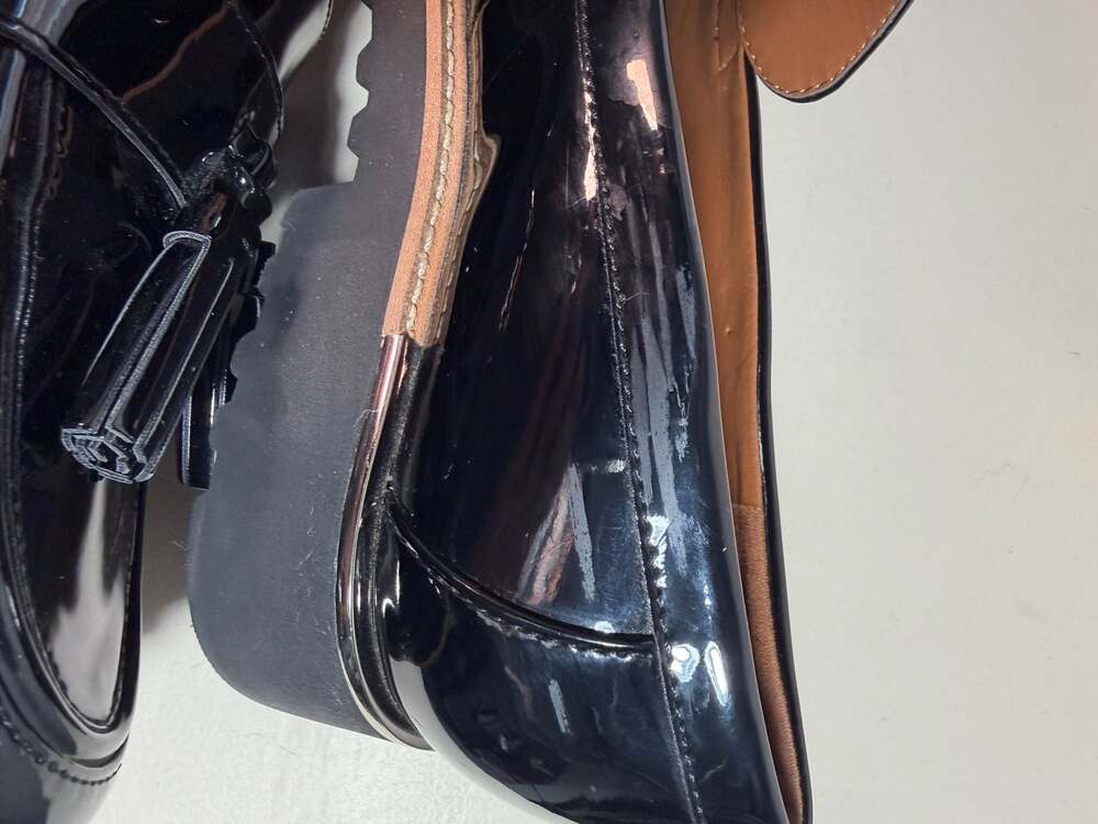 Franco Sarto Black Patent Tassel Platform Loafers Size 11M - Picture 7 of 8
